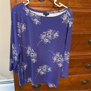 Ann Taylor purple  Floral Long Sleeve Tee